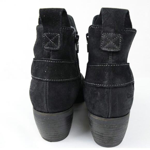 Taos Howdy Black Suede Block Heel Ankle Western Biker Bootie EUR. 36 US 5-5.5 - Picture 4 of 8